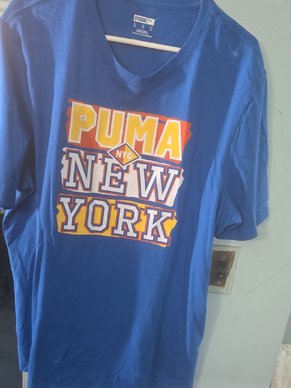 Puma Blue Tee with Yellow & White NYC Graphic